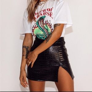 Black Croc Mini Skirt
